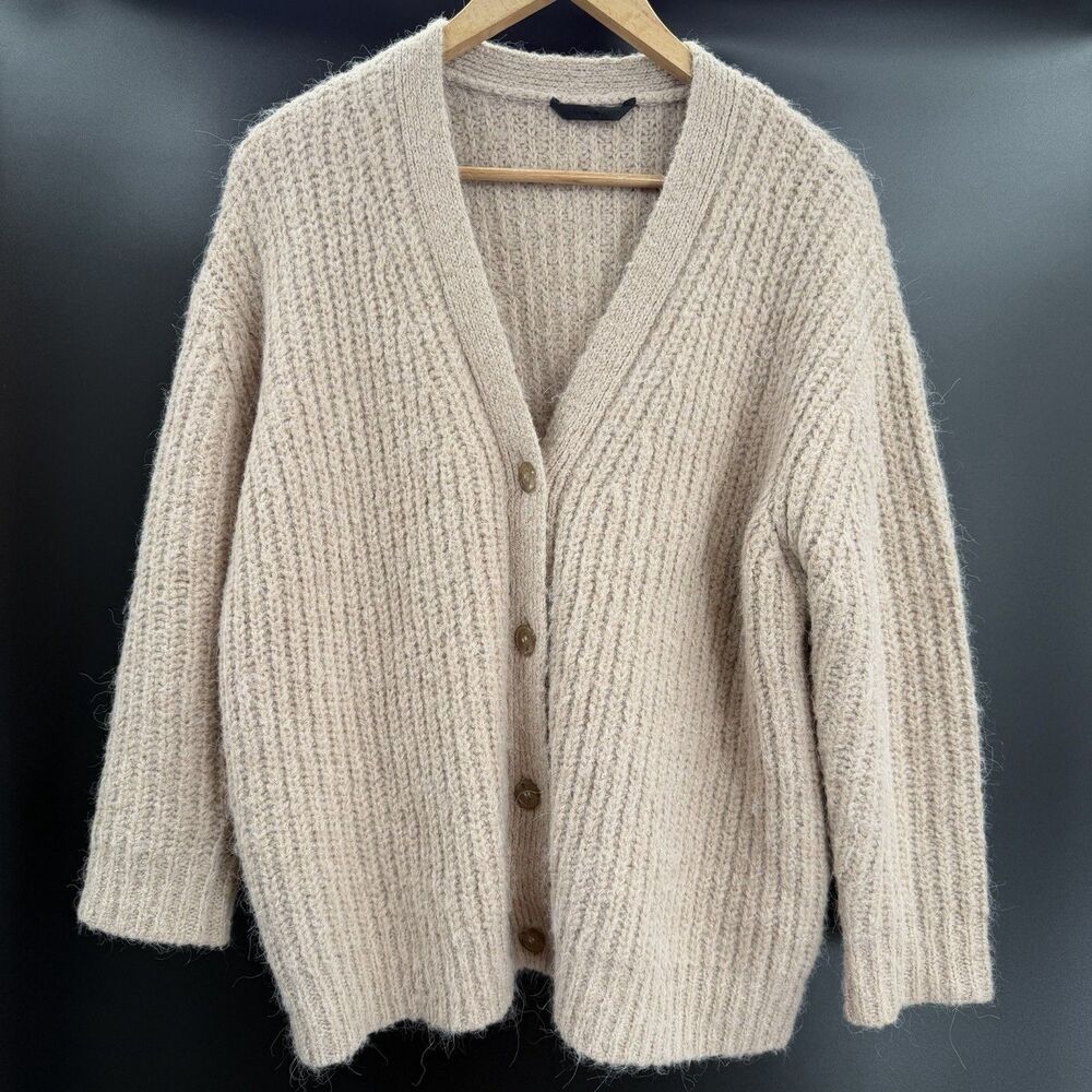 Jenni Kayne Medium Womens Cocoon Cardigan Taupe Wool Blend Cabin Cozy Sz Small